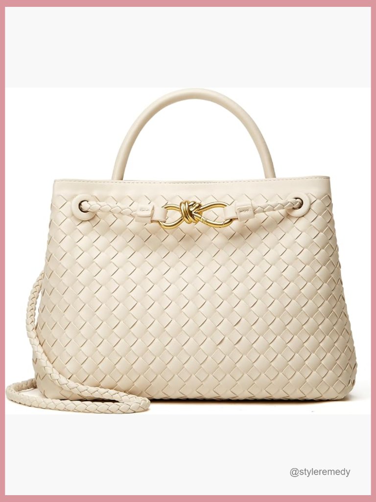 Vegan Leather Woven Tote Bag - Fashionable Shoulder Handbag